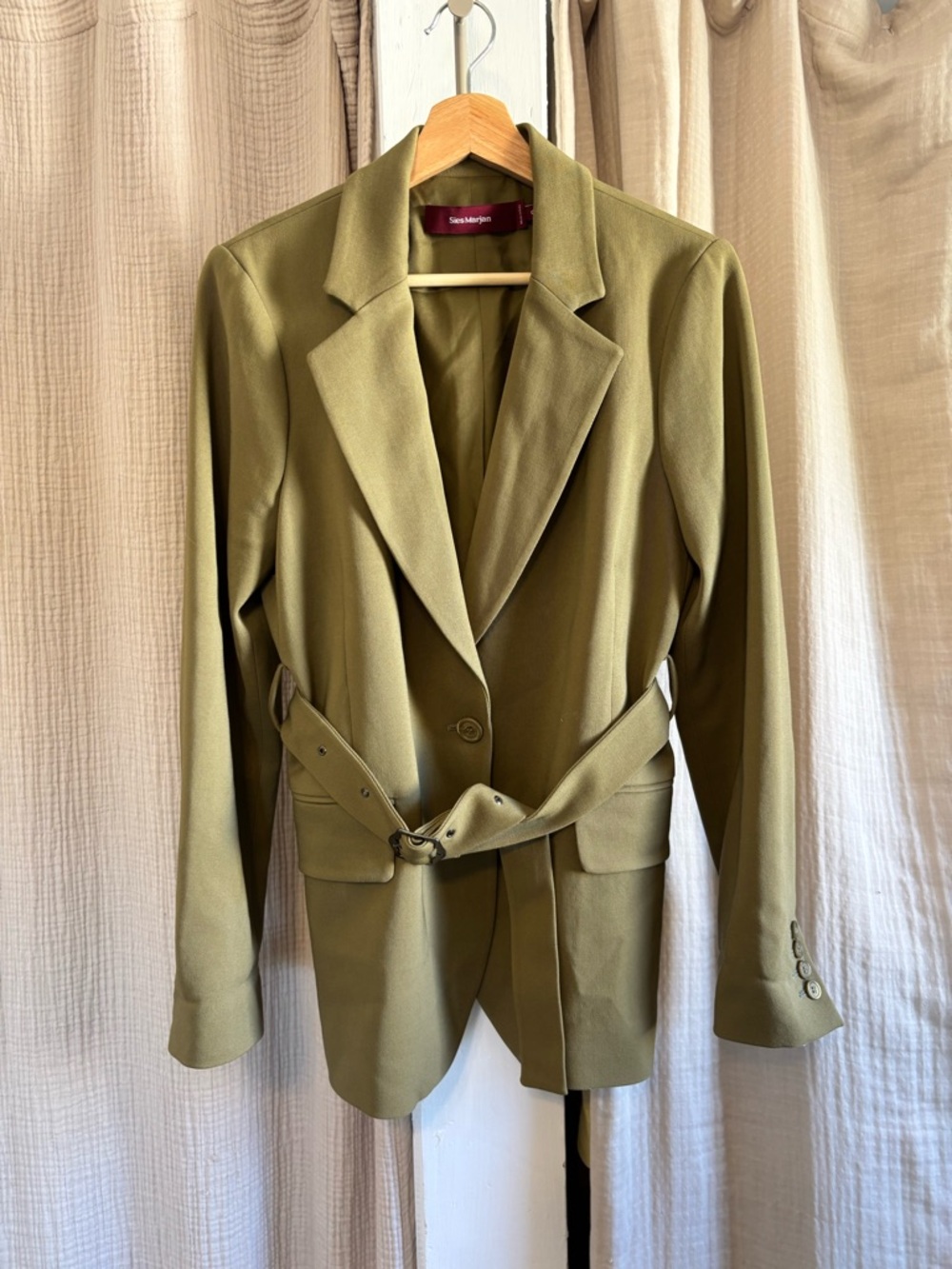 Sies Marjan Virgin Wool Belted Blazer- 6